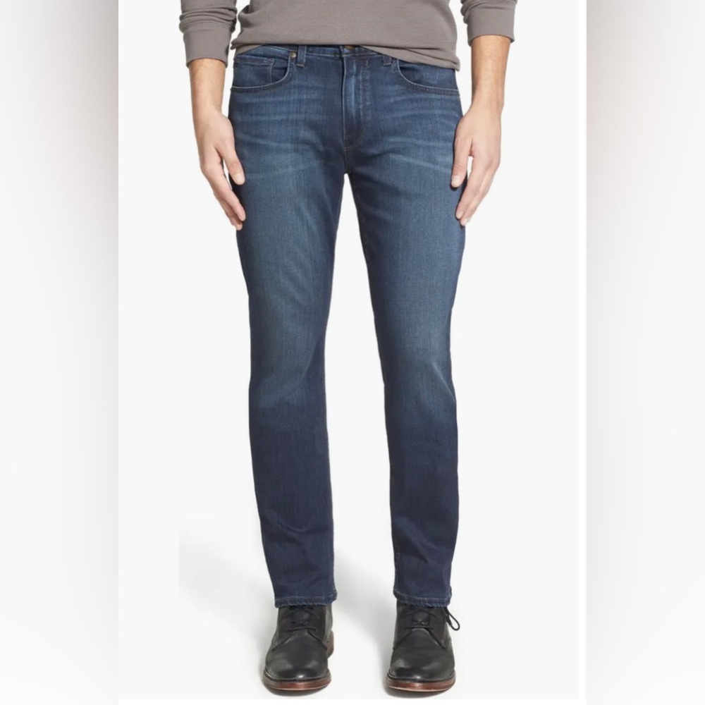 $199 PAIGE JEANS Men's 34x28” FEDERAL Slim Straight Leg Blue Denim Stretch EUC
